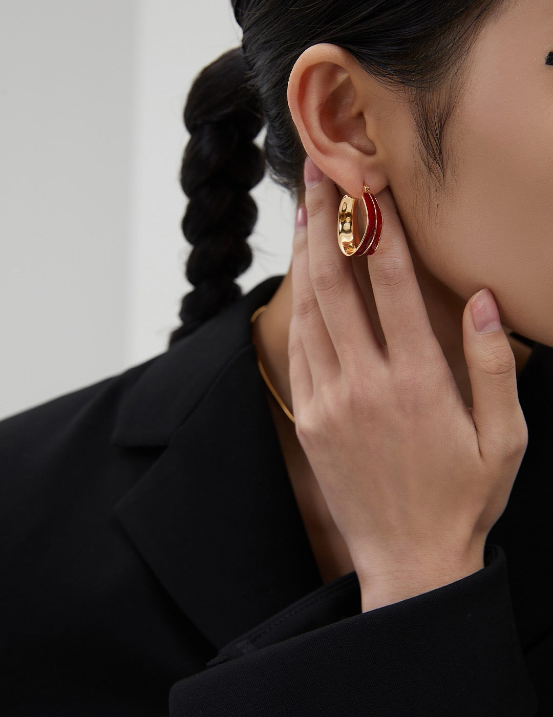 S925 Gold and Red Earrings