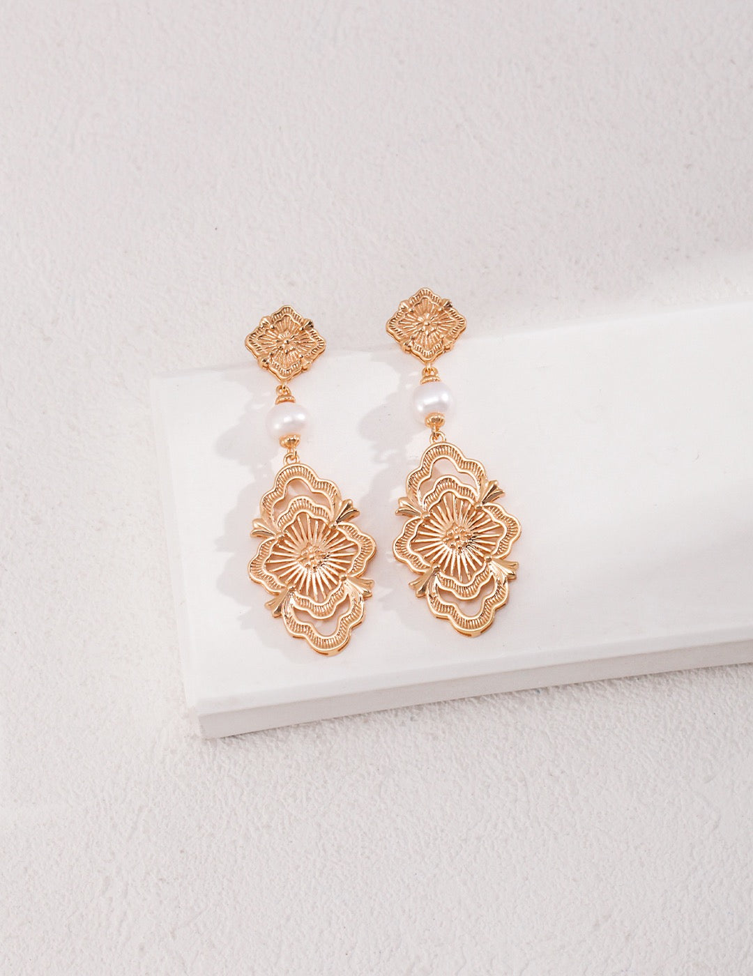Vintage Gold-plated Silver Drop Earrings