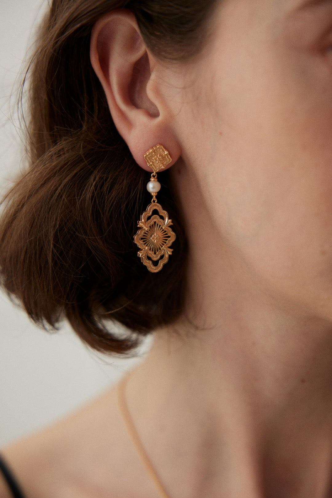 Vintage Gold-plated Silver Drop Earrings
