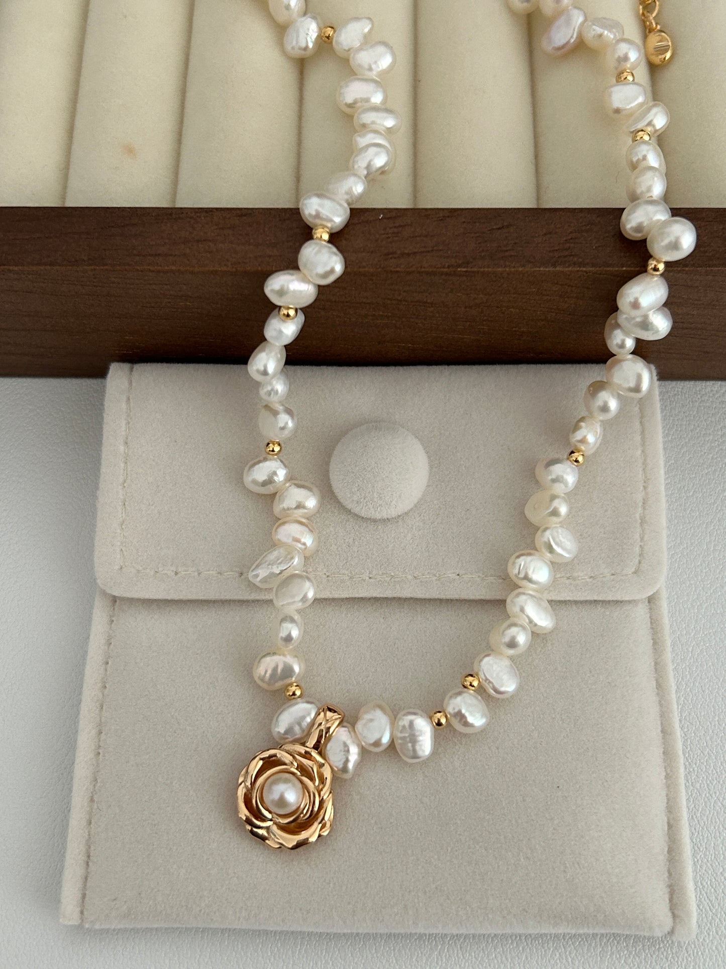 925 Silver Pearl Camellia Design Necklace