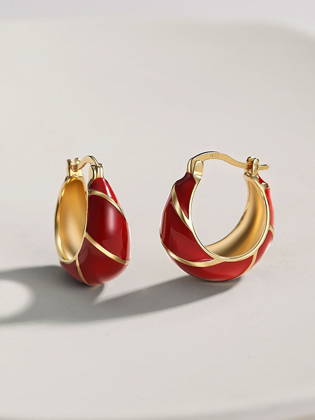 S925 red gold hoop earrings