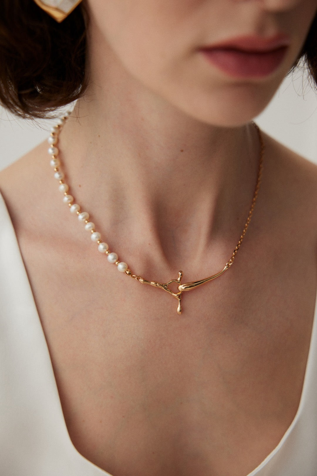 18k gold vermeil pearl necklace