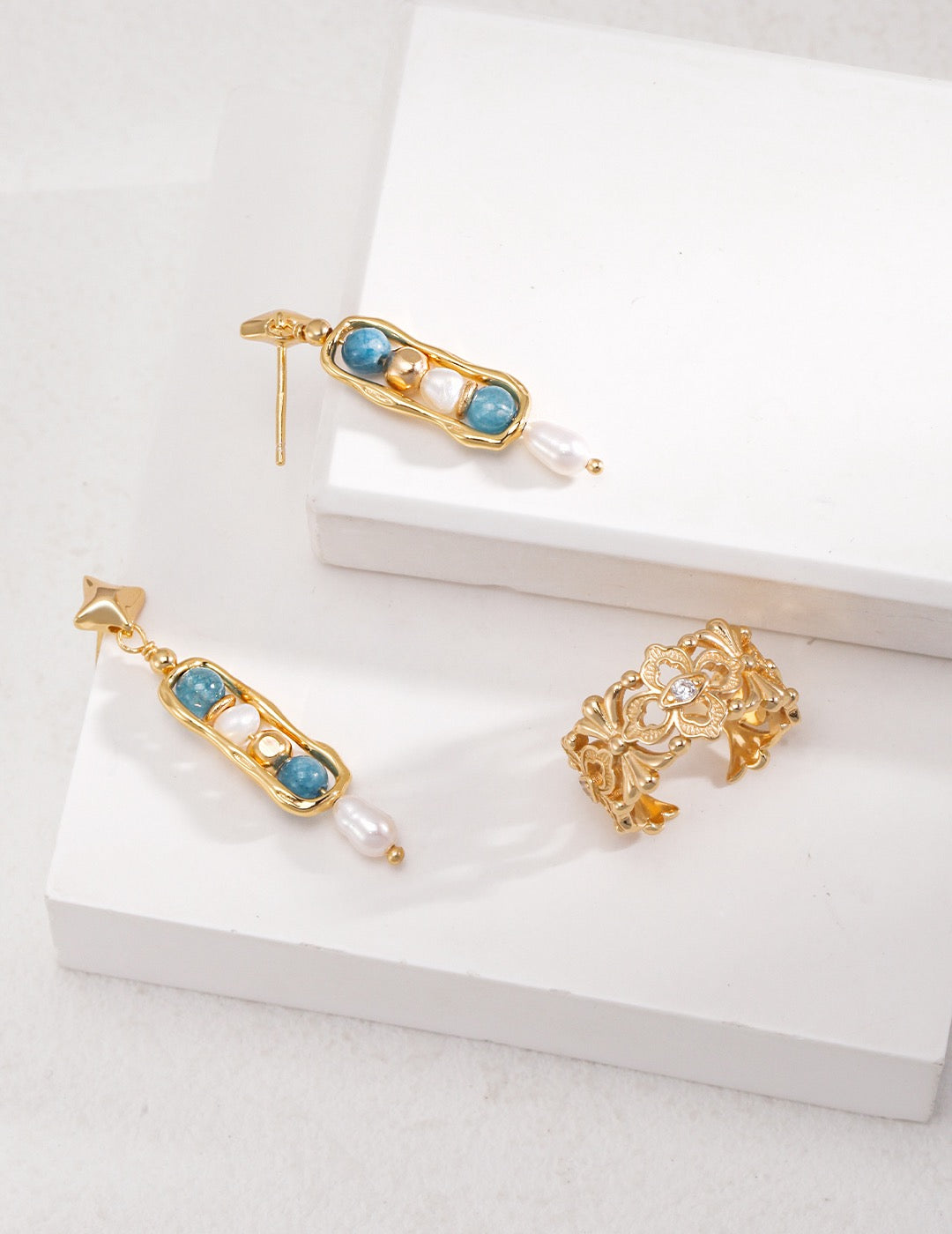 Sea and Stars 18k gold vermeil earrings