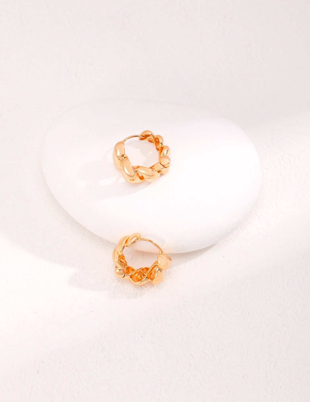 18k gold vermeil twist Huggies earrings