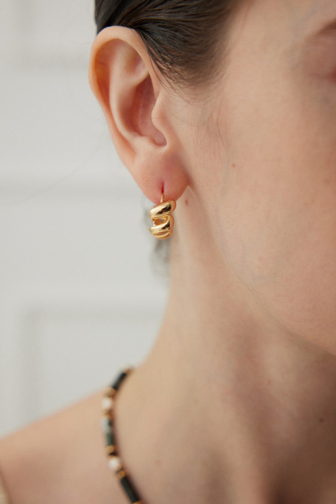 18k gold vermeil twist Huggies earrings